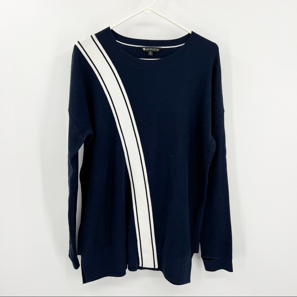 Athleta Blue Striped Sweater Medium